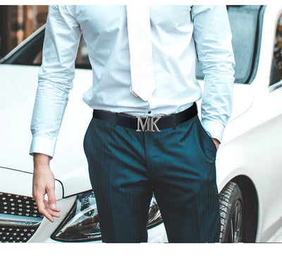 Men's Reversible PU Leather Dress Belt Rotated Black Buckle Belt Valentine's Day - LKBA