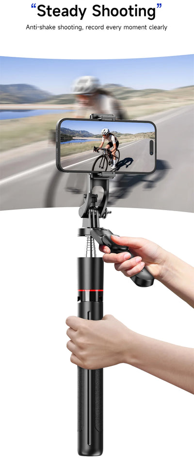 Selfie Stick Tripod with 1708mm Long Monopod Fill Light, Bluetooth Remote, 360° Rotation - LKBA