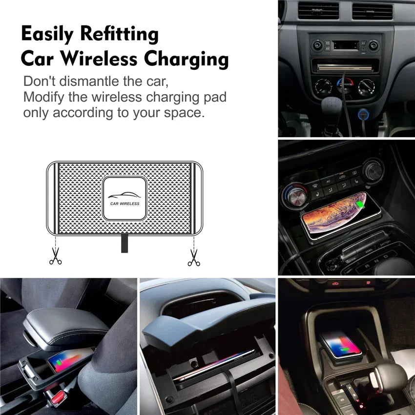Silicone Pad Stand Wireless Charger Car For iPhone15 14 13 12 Xiaomi Samsung Huawei Mobile Phone Fast Car Wireless Charging - LKBA
