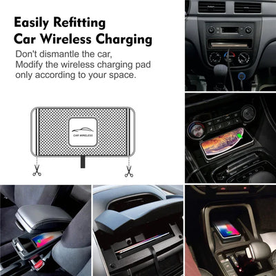 Silicone Pad Stand Wireless Charger Car For iPhone15 14 13 12 Xiaomi Samsung Huawei Mobile Phone Fast Car Wireless Charging - LKBA