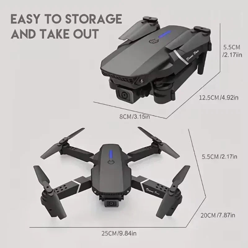 2025 E88Pro RC Drone 4K Professional With 1080P Wide Angle HD Camera Foldable Helicopter WIFI FPV Height Hold - LKBA