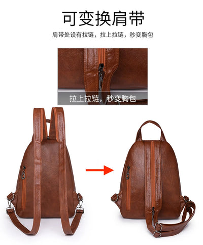 Soft leather shoulder bag for women 2025 new fashionable mini shopping backpack chest bag casual versatile diagonal cross bag - LKBA