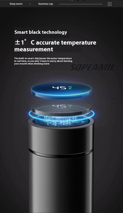 Car Vacuum Cup Thermos Mug Temperature Display Coffee Cup Mercedes-Benz A C E S Class A35 A45 C43 CLA CLS GLA GLC GLK ML SL Vito - LKBA