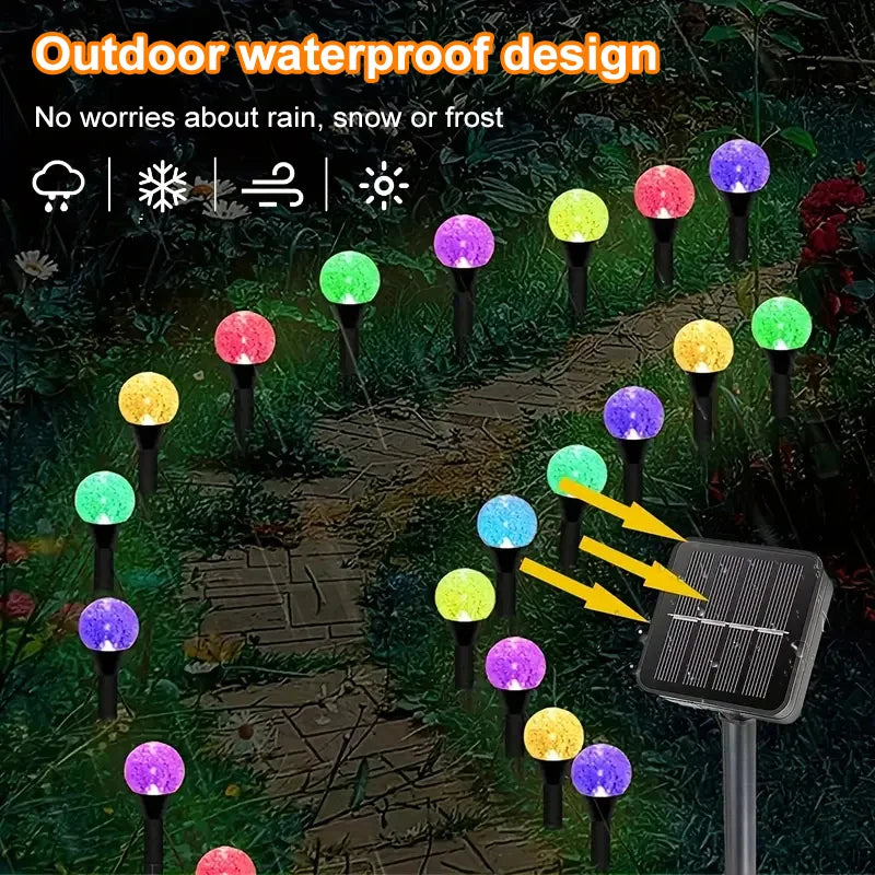 30 LED Solar Bubble Ball Lawn Lights Waterproof Solar Pathway String Light for Outdoor Garden Patios Trail Lighting Decoration - LKBA