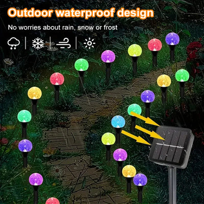 30 LED Solar Bubble Ball Lawn Lights Waterproof Solar Pathway String Light for Outdoor Garden Patios Trail Lighting Decoration - LKBA