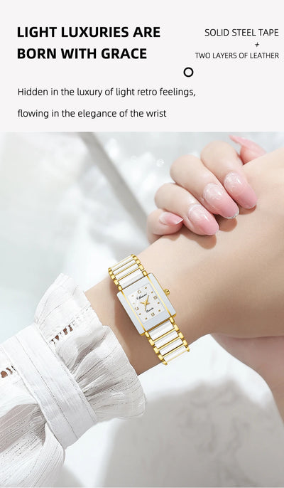 CHENXI 104A Couple's Quartz Watch Gold Black and White Ceramic Luxury Watch Men's and Women's Valentine's Day Gift Watch reloj - LKBA