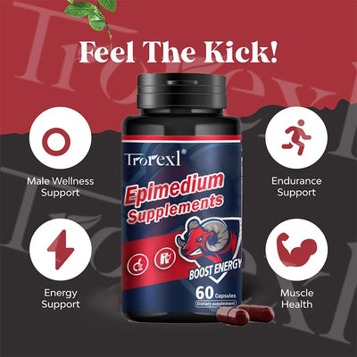 Herb Epimedium Capsules, Male Enhancing Supplement,Test Booster for Men Performance - Drive, Strength, Stamina Growth - LKBA