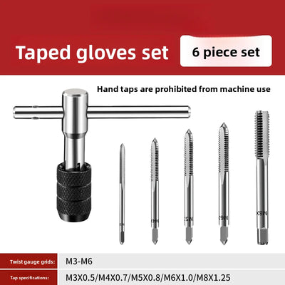 Hand Tap and Die Set with Handle for Thread Repair Rethreading Screws Combination Tool Kit Manual Socket Wrench Thread Repair