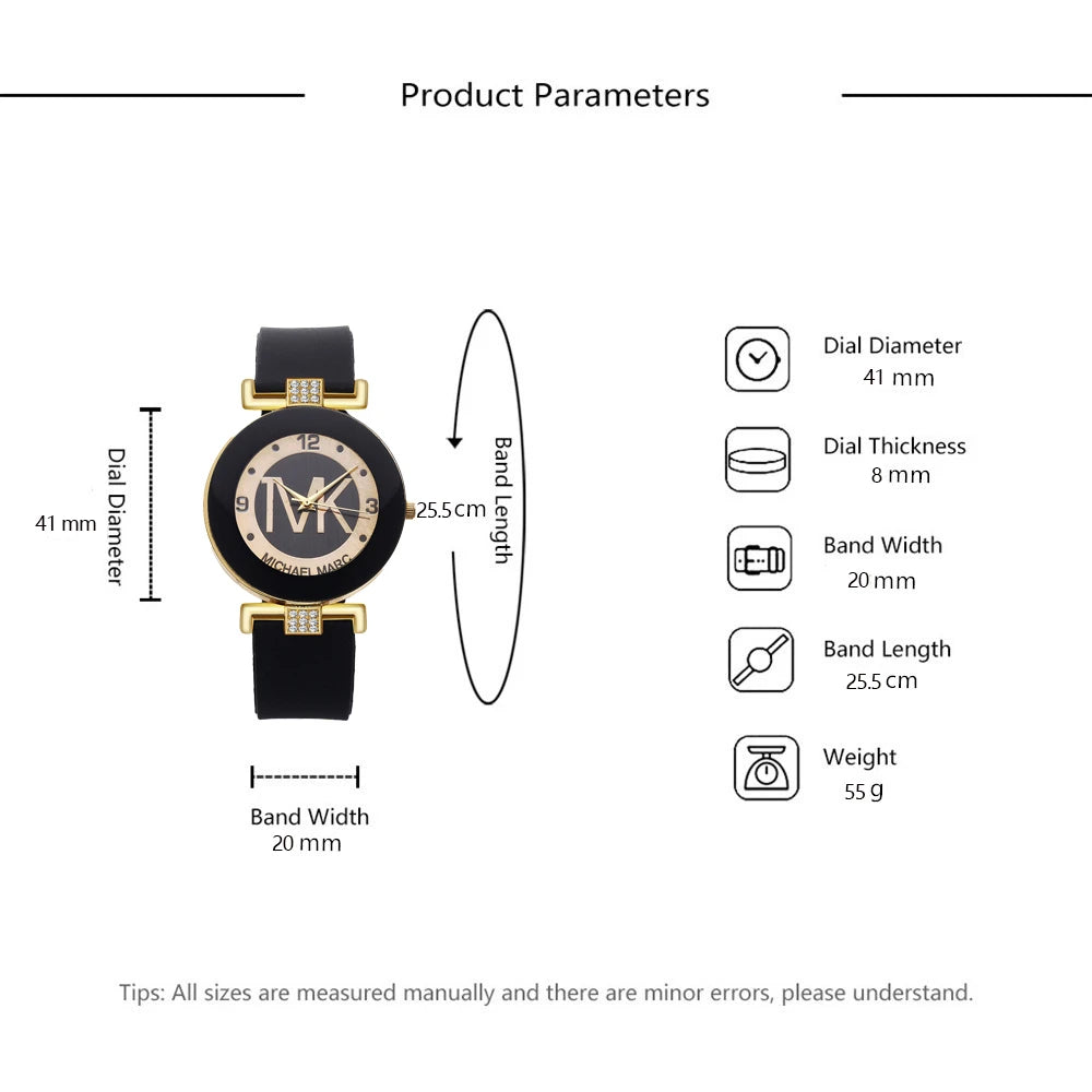 Fashion TVK Brand Women's Watch Simple Luxury Rhinestone Watch for Women Quartz Watch Casual Silicone Strap Ladies Clock - LKBA