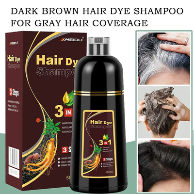 100ml/500ml Hair Dye Shampoo 3in1 Darkening Hairs Instant Gray To Black Polygonum Multiflorum Natural Coloing Cover Men Women - LKBA