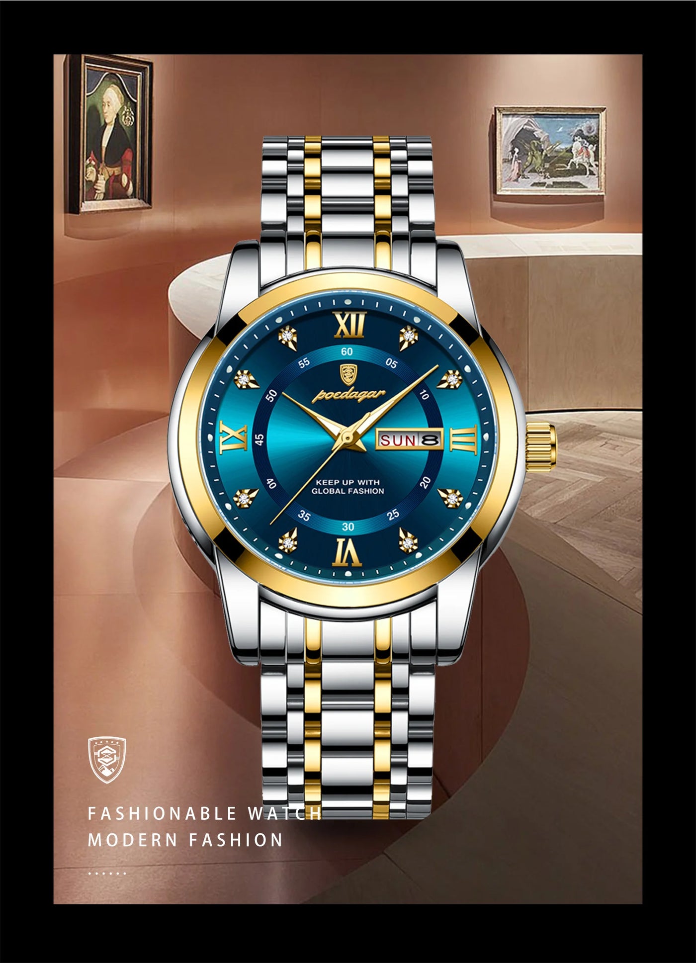 POEDAGAR Luxury Watch for Man Elegant Date Week Waterproof Luminous Men Watch Quartz Stainless Steel Sports Men's Watches reloj - LKBA