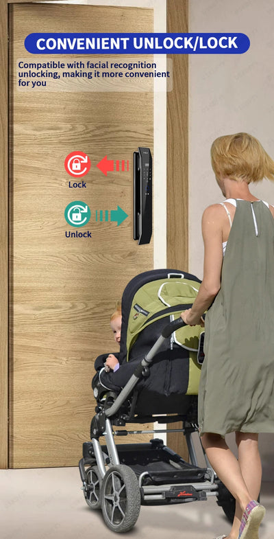 Tuya 3D Face Real-time Intercom Digital Electronic Door Lock Security Camera Intelligent Fingerprint smart lock for home - LKBA