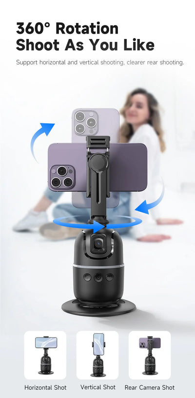 P03 Stabilizer 360°Auto Face Tracking AI Gimbal All-in-one Desktop Phone Holder Tripod For Smartphone Video Vlog Live - LKBA