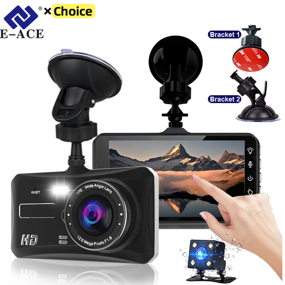 Dashcam 24H Touch Night Vision FULL HD 1080P Front And Rear Camera 4.0 Inch CAR DVR Mirror Digital Video Recorder Dvr Black Box - LKBA