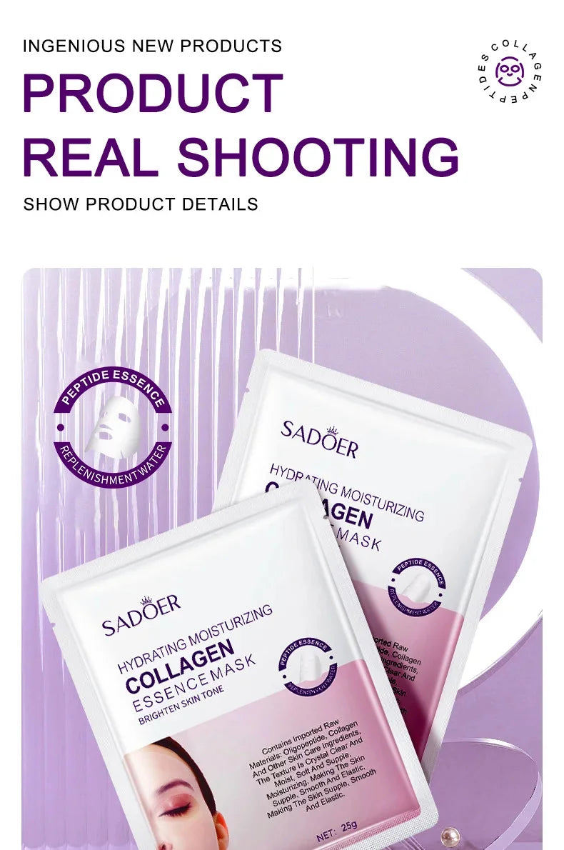 Collagen Anti-Wrinkle Facial Mask Anti-Aging Fade Fine Lines Firm Skin Moisturizing Brightening Smooth Skin Care Korean Cosmetics - LKBA