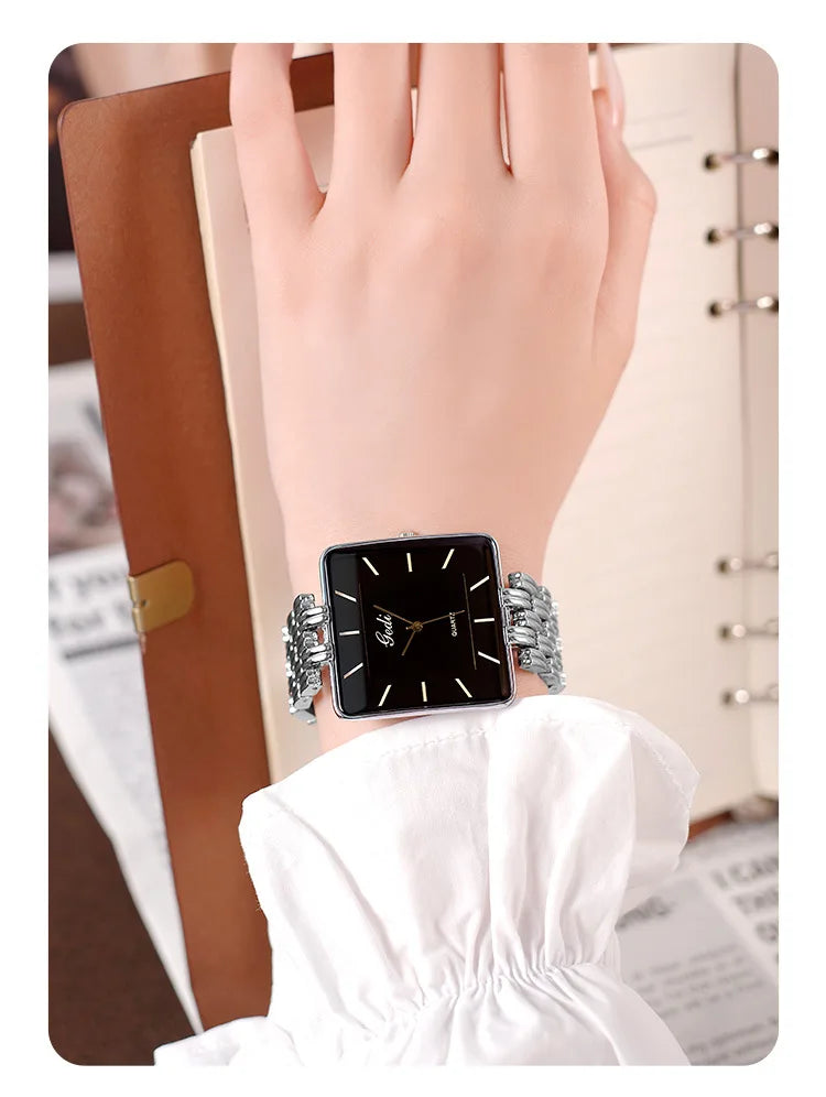Men Watch Business Simple Square Couple Watches Waterproof Stainless Steel Premium Ultra Thin Women Fashion Quartz Wristwatches - LKBA