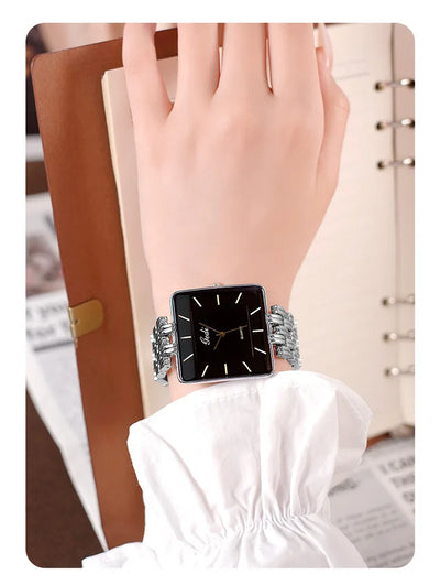 Men Watch Business Simple Square Couple Watches Waterproof Stainless Steel Premium Ultra Thin Women Fashion Quartz Wristwatches - LKBA