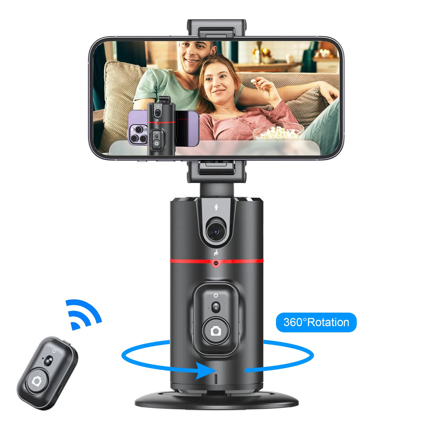 Auto Face Tracking Tripod 360°Rotation, No App, Smart Shooting Phone Holder for Live Video - LKBA