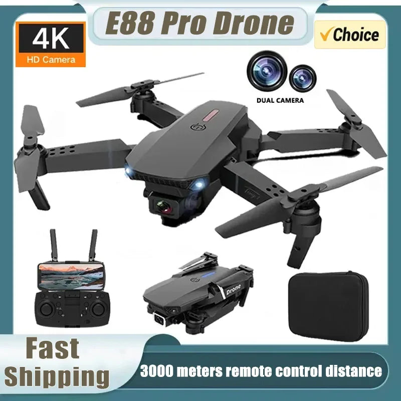 2025 E88Pro RC Drone 4K Professional With 1080P Wide Angle HD Camera Foldable Helicopter WIFI FPV Height Hold - LKBA