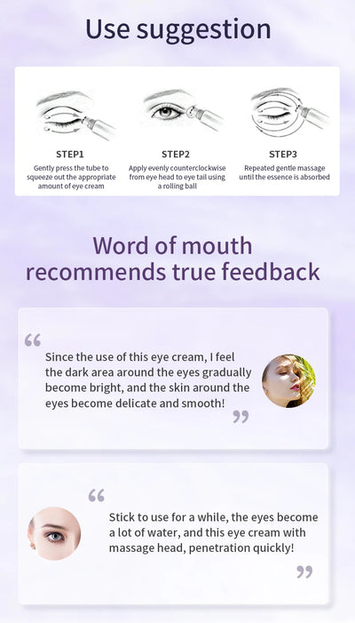 Anti-Wrinkle Anti Dark Circle Eye Cream Roller Massager Moisturizing Eye Bags Anti-Aging Hyaluronic Acid Eye Skin Care - LKBA