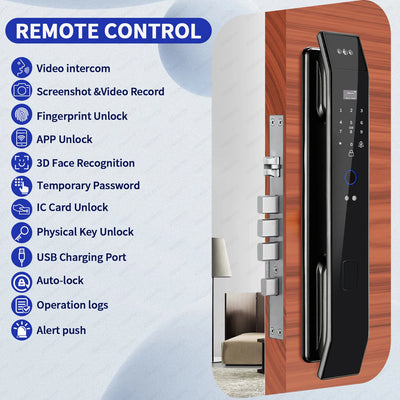 Tuya 3D Face Real-time Intercom Digital Electronic Door Lock Security Camera Intelligent Fingerprint smart lock for home - LKBA