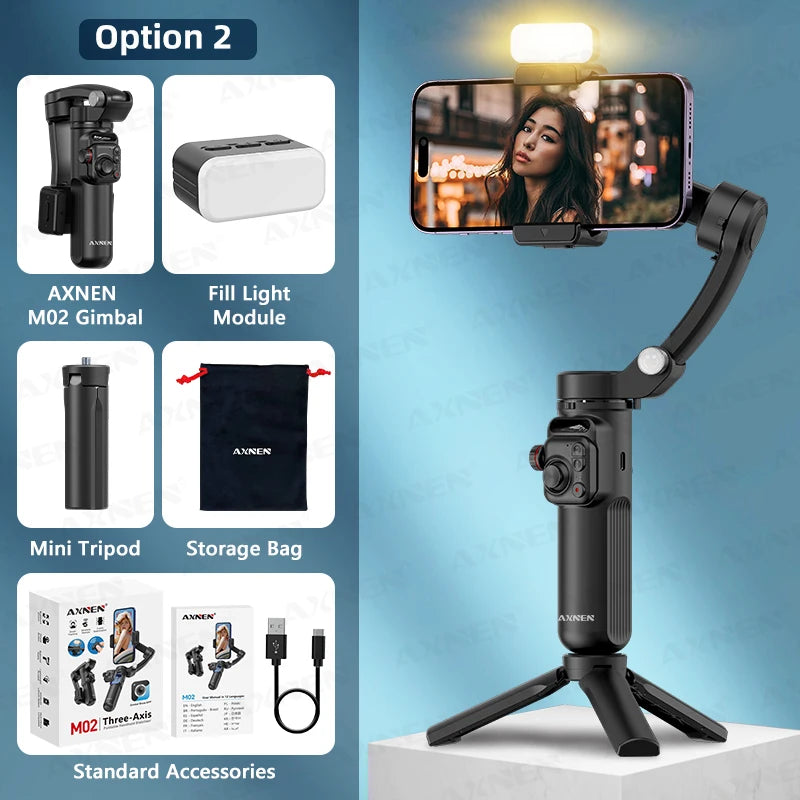 M02 Gimbal Smartphone Stabilizer 3-Axis Anti-shake Video Record Handheld Selfie Gimbals