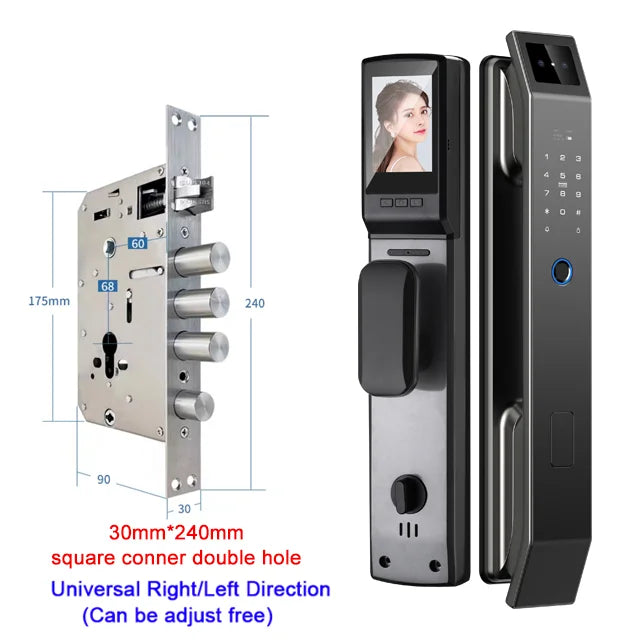 3D Face Recognition Unlock Digital Door Lock With Camera FIngerprint Password Unlock Keyless Electronic Door Lock - LKBA