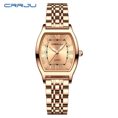 CRRJU Waterproof Women's Square Quartz Dress Watch Ladies Steel Bracelet Wristwatch Relogio Feminin - LKBA