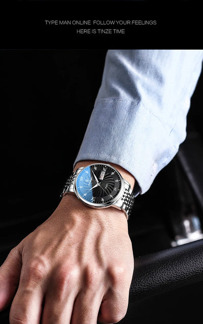 POEDAGAR Luxury Brand Man Watch Waterproof Luminous Date Week Men's Quartz Wristwatch Stainless Steel Fashion Sports Men Watches - LKBA