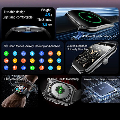 New For Xiaomi Ultra Thin Smart Watch Men 1.96" AMOLED 70+Sports Mode Health Monitor Bluetooth call Waterproof Smart Watch Woman - LKBA