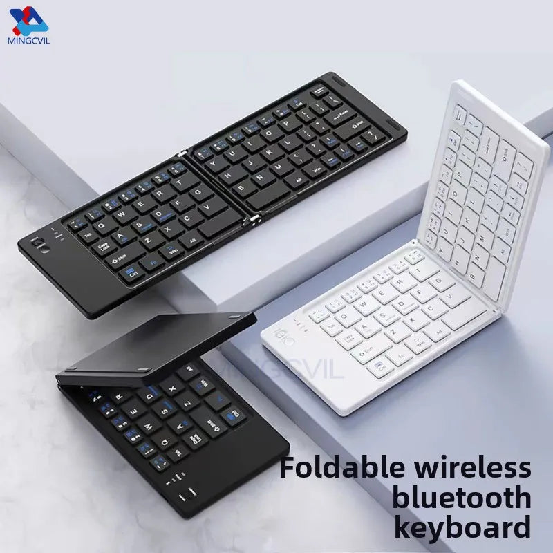 Mini Foldable Wireless Keyboard Slim Portable Bluetooth Keyboard Rechargeable Folding Keyboard - LKBA