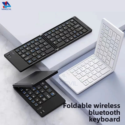 Mini Foldable Wireless Keyboard Slim Portable Bluetooth Keyboard Rechargeable Folding Keyboard - LKBA