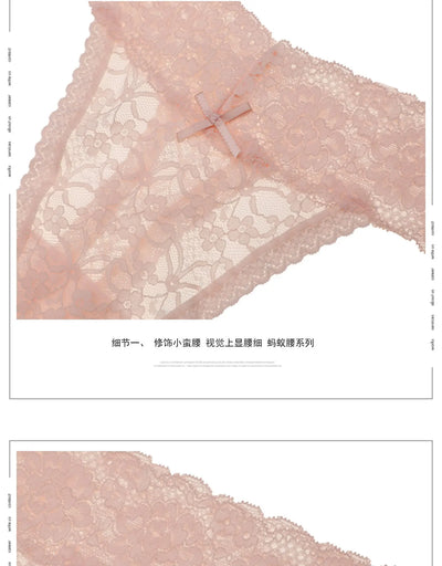 S-XL Plus Size Transparent Lace Lady thong Sexy Low-Waist Women's Lingerie Hollow Out G-string Temptation Female T-pants Tanga - LKBA
