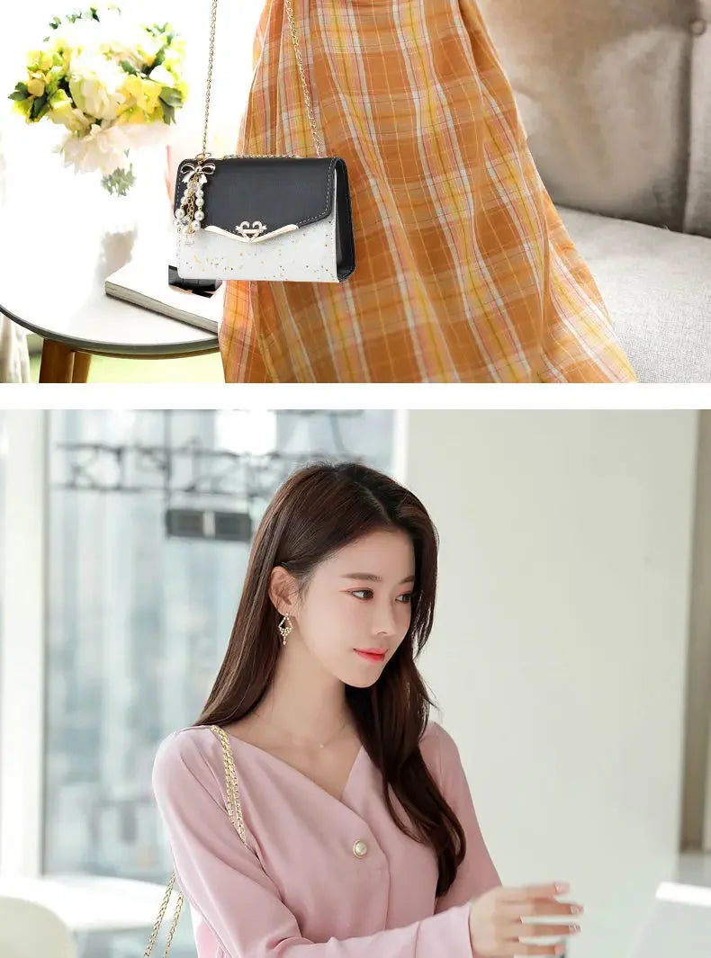 Fashionable Bright Leather Chain Crossbody Bag Women's Single Shoulder Small Square Bag Hot Sale of the Season New Style - LKBA