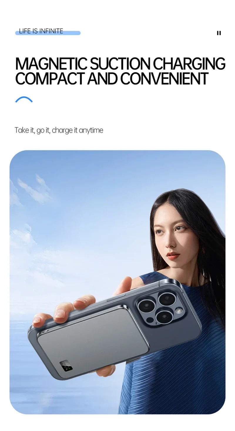 3C Certification 500000mAh Power Bank MagSafe Magnetic Wireless Fast Charge Portable Ultra-thin Battery - LKBA