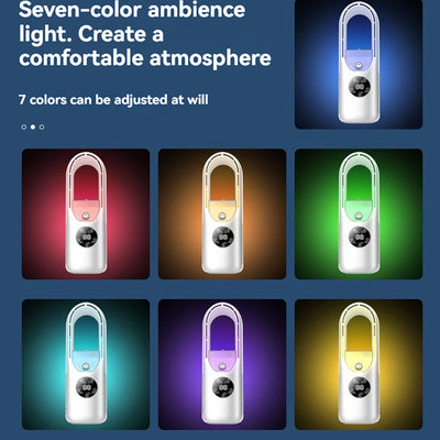 Mini Air Cooler Humidification Cooling USB Silent Timed Air Conditioning Fan Colorful Lights Night Light Led Screen 6 Wind Speed - LKBA