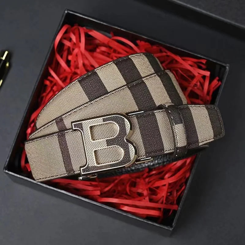 Genuine leather casual fashion men's belt cowhide alloy automatic buckle luxury brand men's belt - LKBA