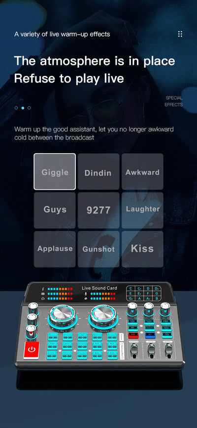 Live Sound Card for Mobile & Computer Universal Recording Mic Head Dedicated for Singing and Live Streaming - LKBA