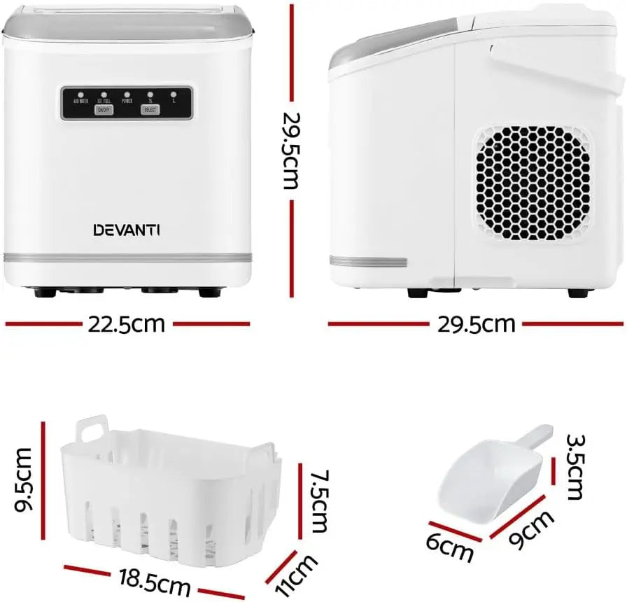 Maker Machine, Portable Ice Machine, 6-Min Quick Ice, Self Cleaning, 1.3L Water Tank, Ideal for Home, Office & Camping - LKBA