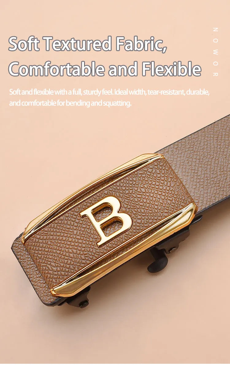 New Men's Toothless Automatic Buckle Belt - Casual & Business Versatile Waist Belt, Stylish & Trendy for Young Adults - LKBA