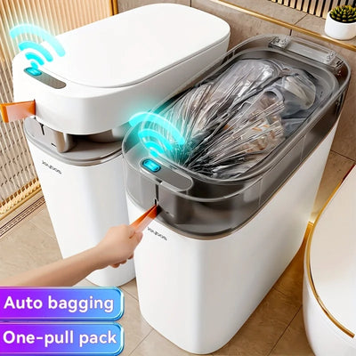 Smart Sensor Garbage Bathroom Trash Can Automatic Adsorption Bag Household Toilet Induction Waterproof Garbage Can Home Supplies - LKBA