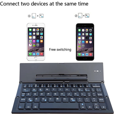 Folding Bluetooth Keyboard Foldable Wireless Keyboard with Pocket Size, Aluminum Alloy Housing, for iPad, iPhone, Android - LKBA