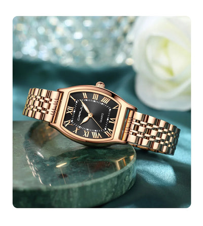 CRRJU Waterproof Women's Square Quartz Dress Watch Ladies Steel Bracelet Wristwatch Relogio Feminin - LKBA