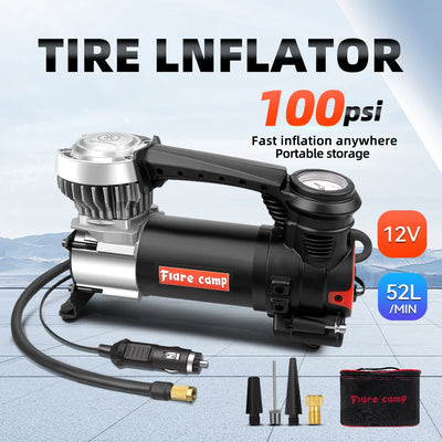 Tire Inflator Portable Air Compressor for Car, Truck & SUV 12V On/Offroad Tire Pump 100 PSI, Cigarette Plug, Twist Chuck T100 - LKBA