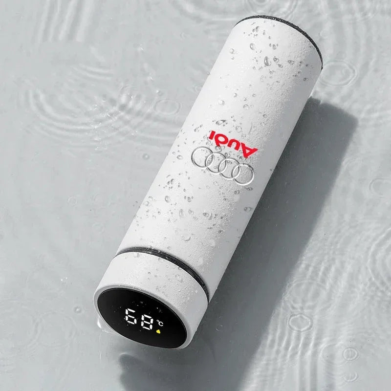 New Car Smart Thermos Bottle Temperature Stainless Travel Mug Emblem For Audi A7 A8 A3 A4 A5 A6 TT Q3 Q5 Q7 A1 B5 B6 B7 B8 B9 8P