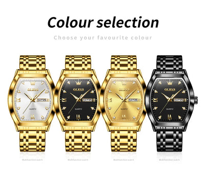 OLEVS New Men's Watches Quartz Luxury Gold Watch Classics Tonneau Dial Top Brand Waterproof Luminous Quartz Watch for Men 5528 - LKBA