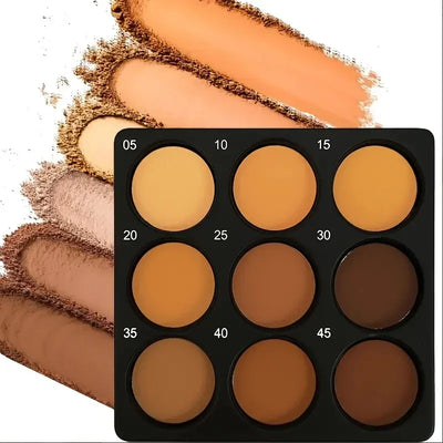 Dark Skin Tone 9-in-1 Face Palette Waterproof Concealer 9 Shades Contour Bronzer - LKBA