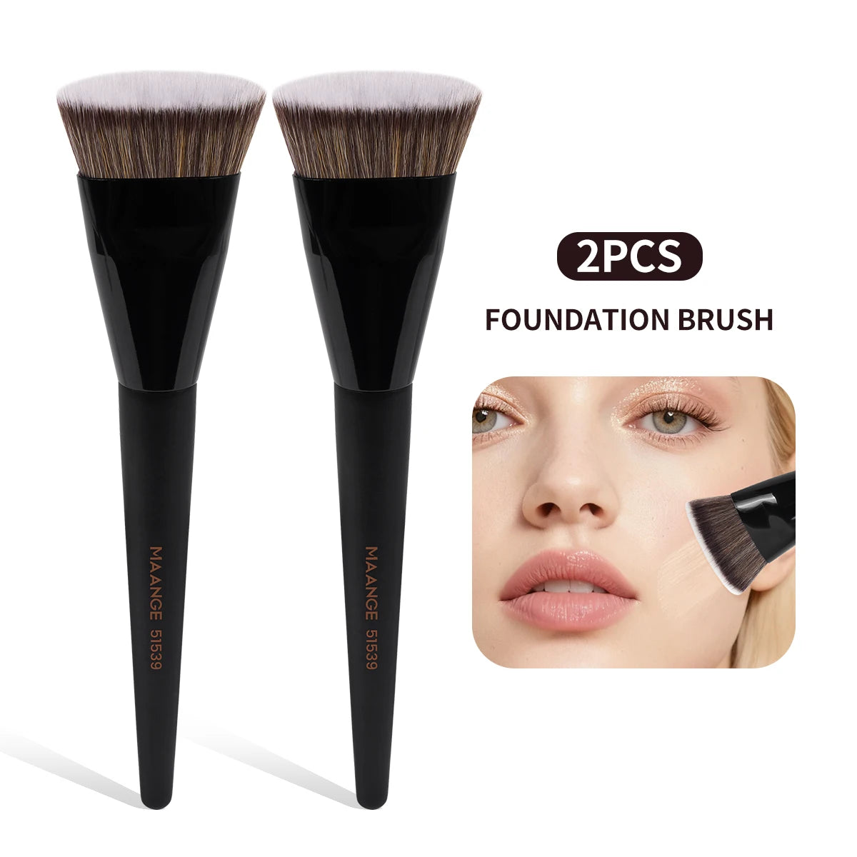 Single Flat Round Tube Flat Head Foundation Brush with Box Powder Blush Concealer Makeup Brush Skin - LKBA