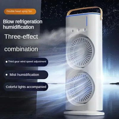 Mini Electric Fan with Spray Cooling Function Portable Air Conditioning Fan with LED Light - LKBA