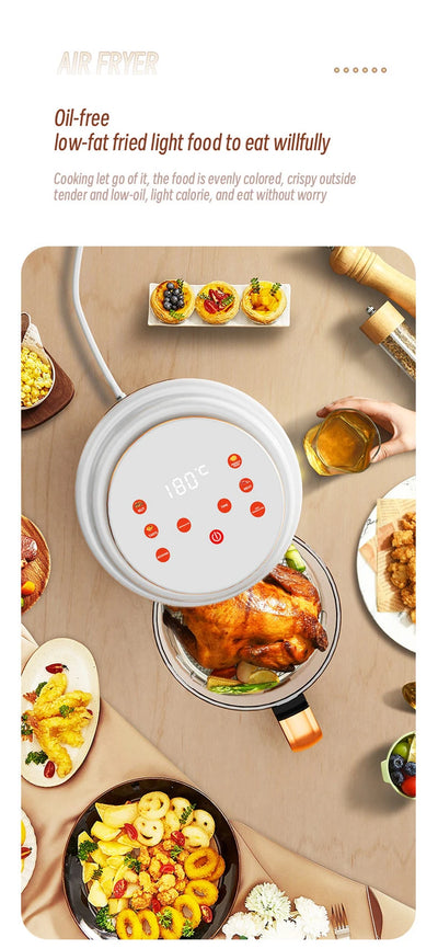 Air Fryer Visual Oil-free Electric Fryer Multi-Functional Automatic Household 360°Baking LED Touchscreen - LKBA